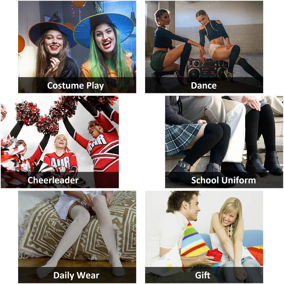 MEIKAN Thigh High Socks for Women, Fashion Cotton Cosplay Over Knee High Socks 3 Packs - Image 2