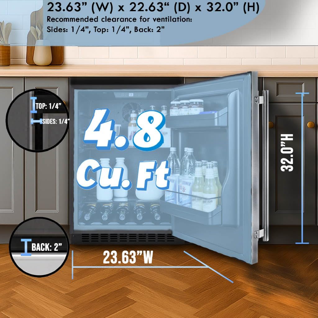 Summit 24" Built-In Refrigerator, 4.8 cu.ft., ADA Compliant, Stainless Steel - AL54 (Right Hand Door)