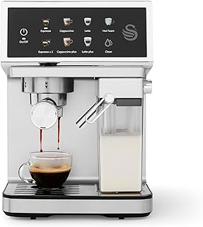 Swan SK22154 Pump Espresso Digital Coffee Machine, Digital Touch Controls with 8 Pre-Sets, 20 Bar Pressure, Built-in Autom…