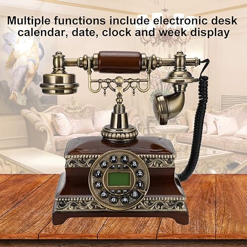 Miniatura 3 de Teléfono antiguo de moda para teléfono fijo, teléfono antiguo Teléfono antiguo Teléfono vintage con luz de fondo, Vintage UE cableado/DTMF teléfono