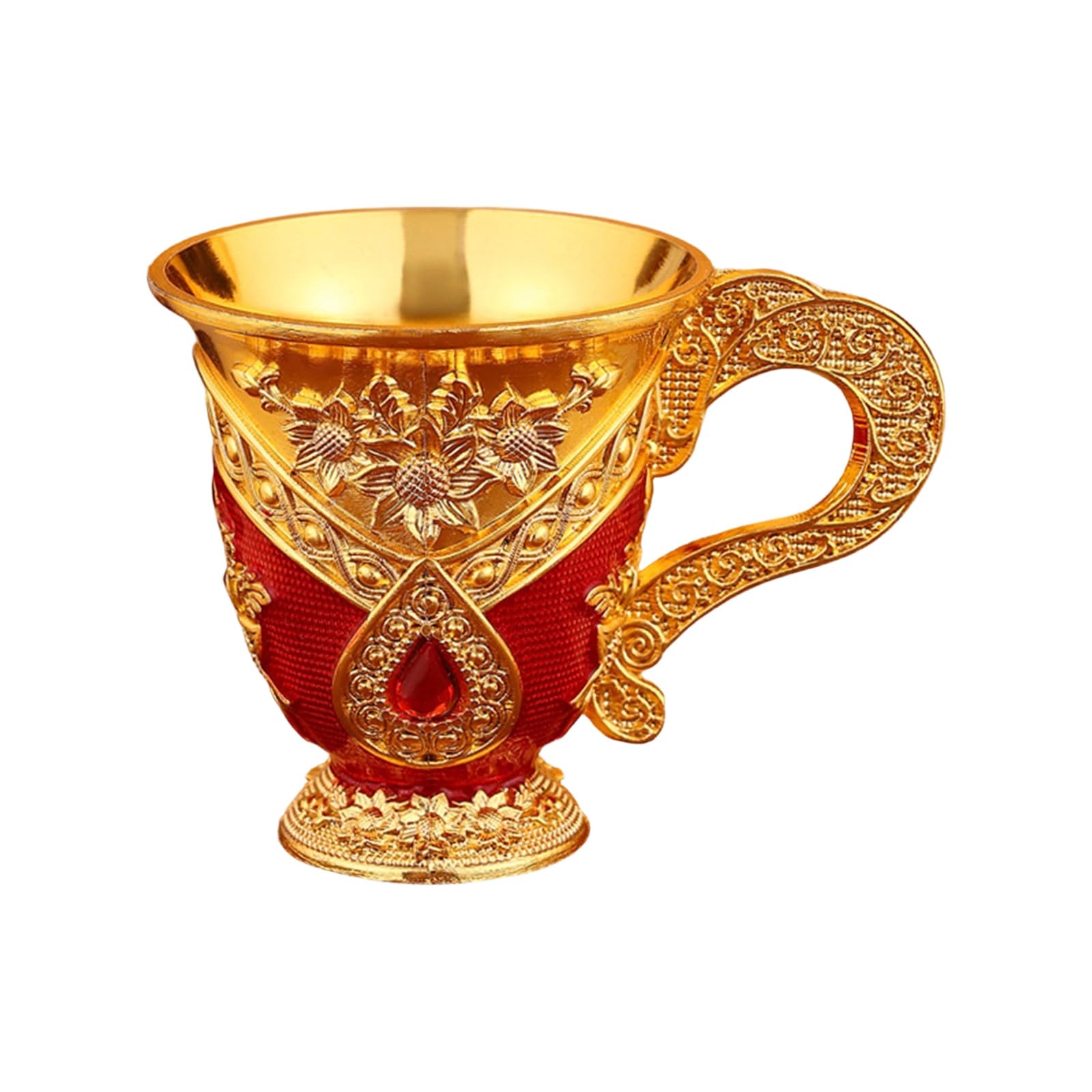 Shntig Retro Wine Glass European Drinking Cup for Home Restaurant Use Alloy Decorative Cup Kitchen Glass Multipurpose Metal Party