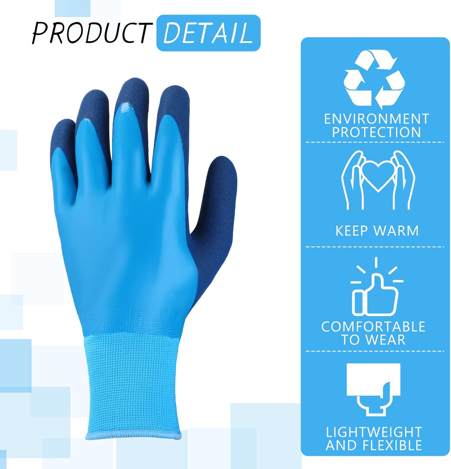 Handepo 6 Pairs Winter Work Gloves for Men and Women Waterproof Thermal Freezer Gloves for Work Below Zero Ice Fishing, Blue (Large)