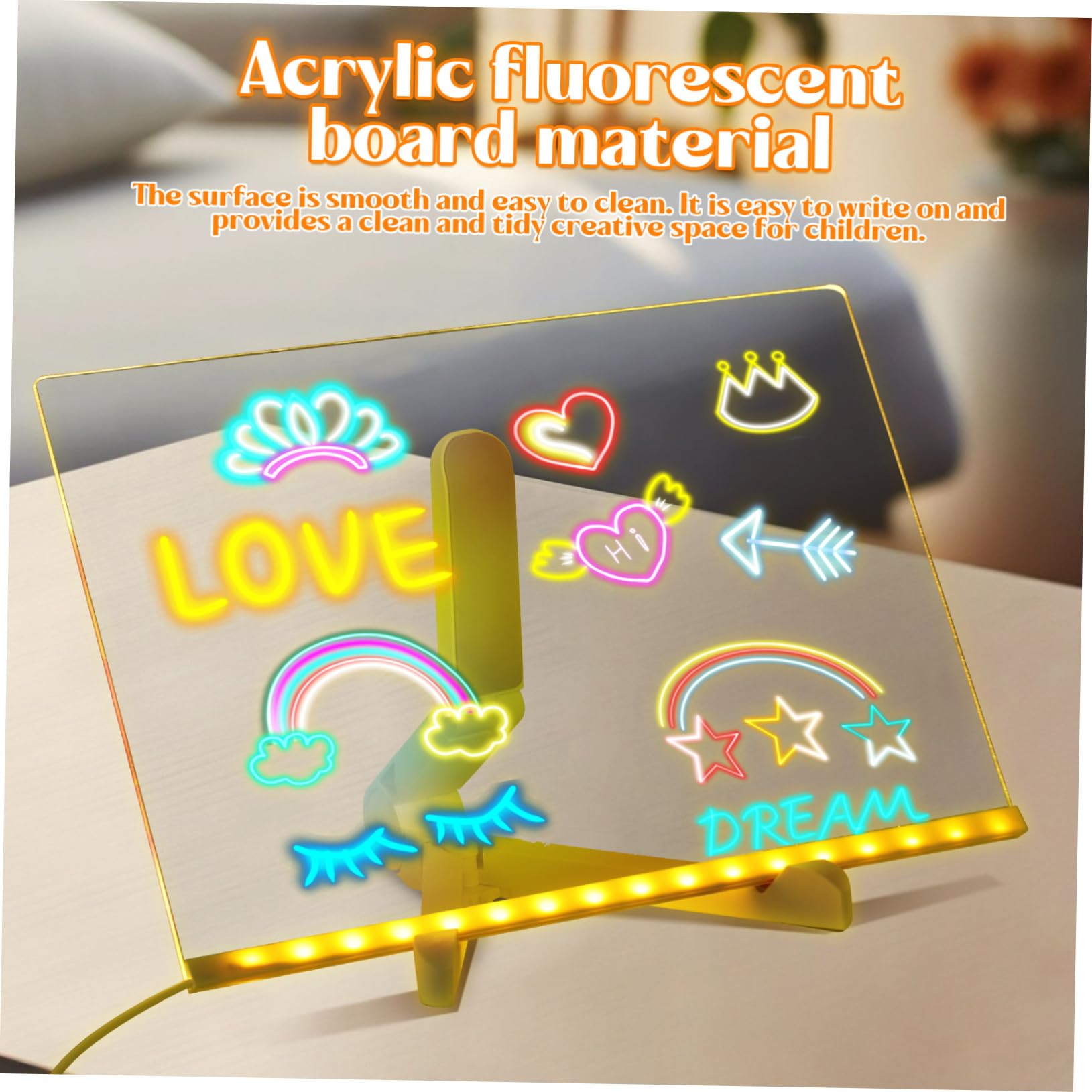 Lavagna Luminosa LED per Tavoletta Acrilica Cancellabile con Supporto Scrittura e Colori per Apprendimento e Creatività Notturna