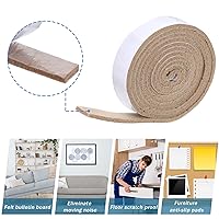 Vista 3 de Tiras de fieltro de 1/2 x 60 pulgadas con cinta adhesiva de fieltro, rollos de tiras de fieltro, autoadhesivos, de poliéster resistente