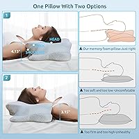 Vista 4 de DONAMA - Almohada cervical para cuello y hombros, diseño de espuma viscoelástica contorneado, soporte ergonómico para dormir de lado, espalda o boca