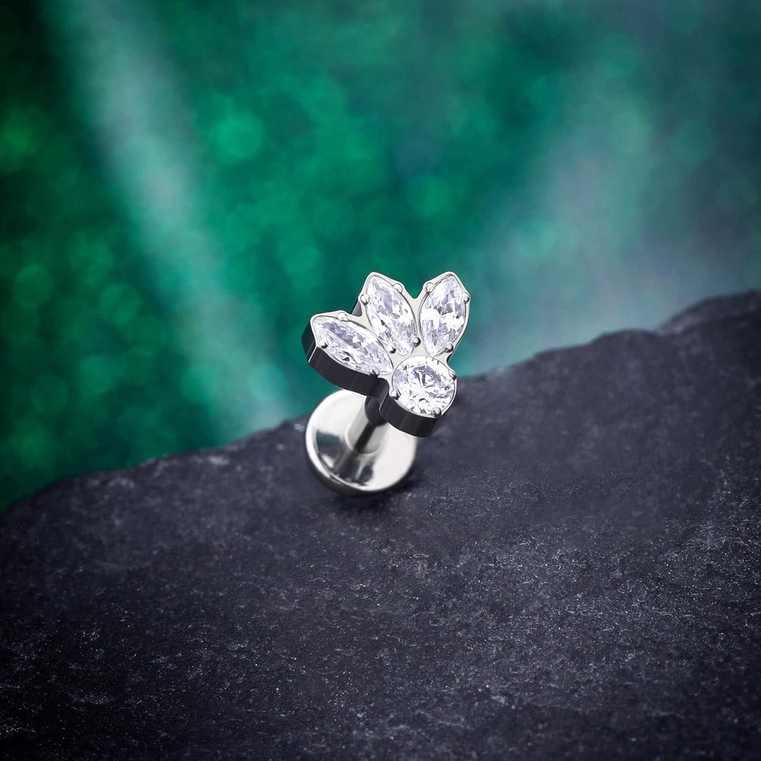 COCHARM Star Helix/Conch/Cartilage Piercing Jewelry Flat Back 16G 8mm - Threadless Conch/Cartilage Earring Stud, Push Pin Surgical Steel Lip Labret Lobe Stud Jewelry in Gold & Silver - Image 2