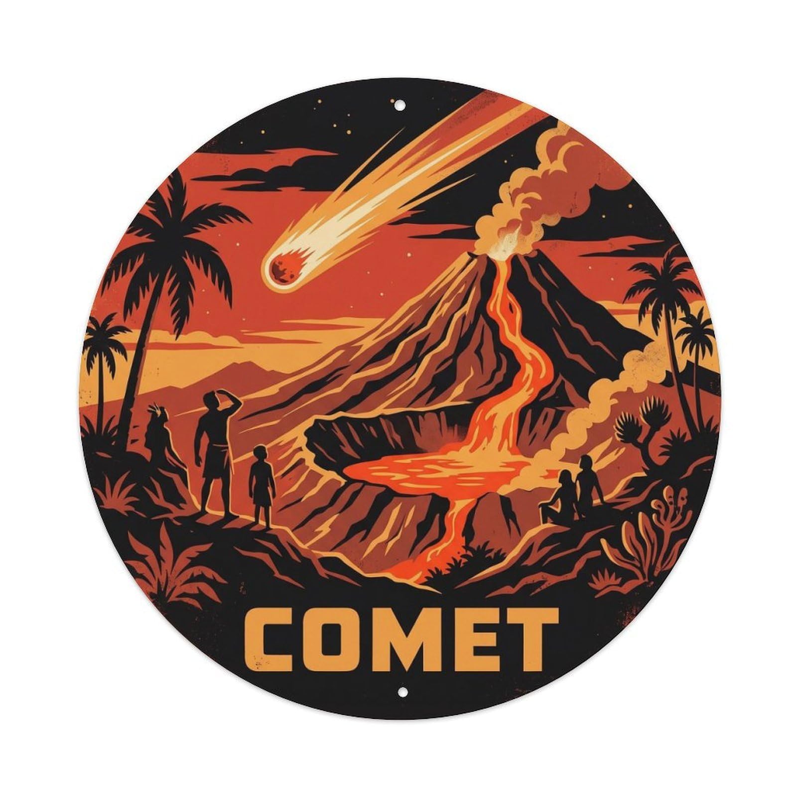 Hawaii Comet Volcano Volcanic Island Sky Nature Metal Tin Sign