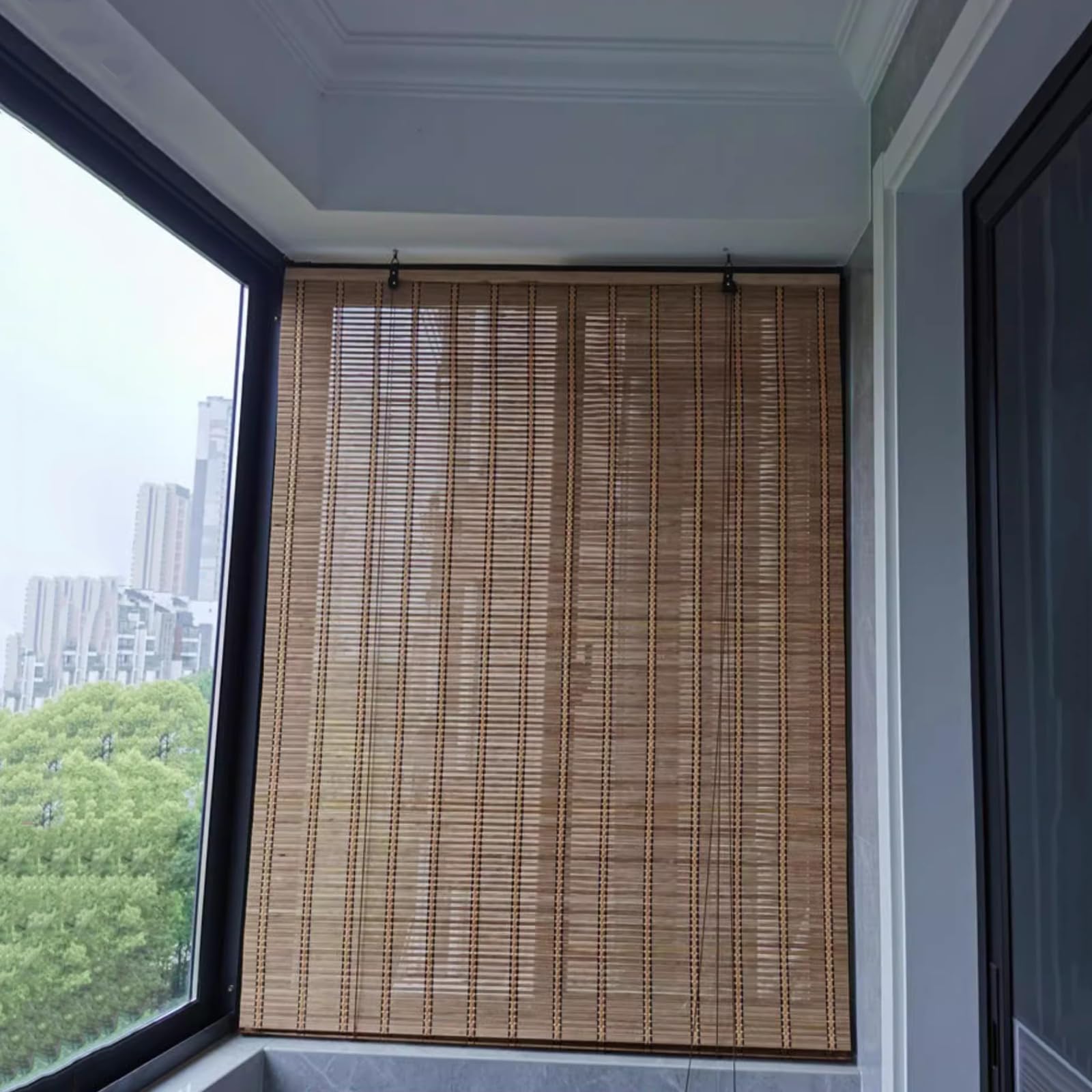 Stores à Enroulement en Bambou Naturel,Store Bateau en Bambou,Rideau à Rouleaux Romains,Store Fenetre Occultant pour Balcon Jardin Intérieur Extérieur,Largeur x Hauteur (100cm x 150cm)