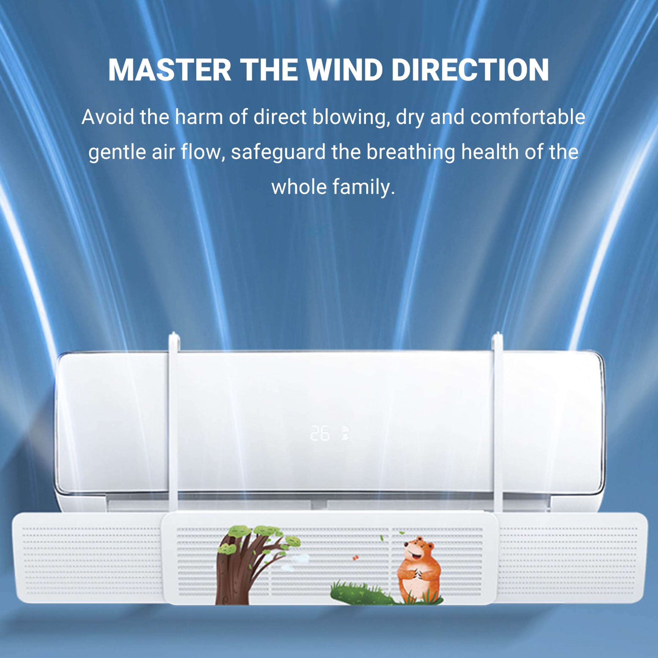 Deflector de ventilación de CA retráctil sin taladros y sin herramientas: deflector de soplado antidirecto para la mayoría de las unidades de aire acondicionado 22, 83-37, 80 (blanco)