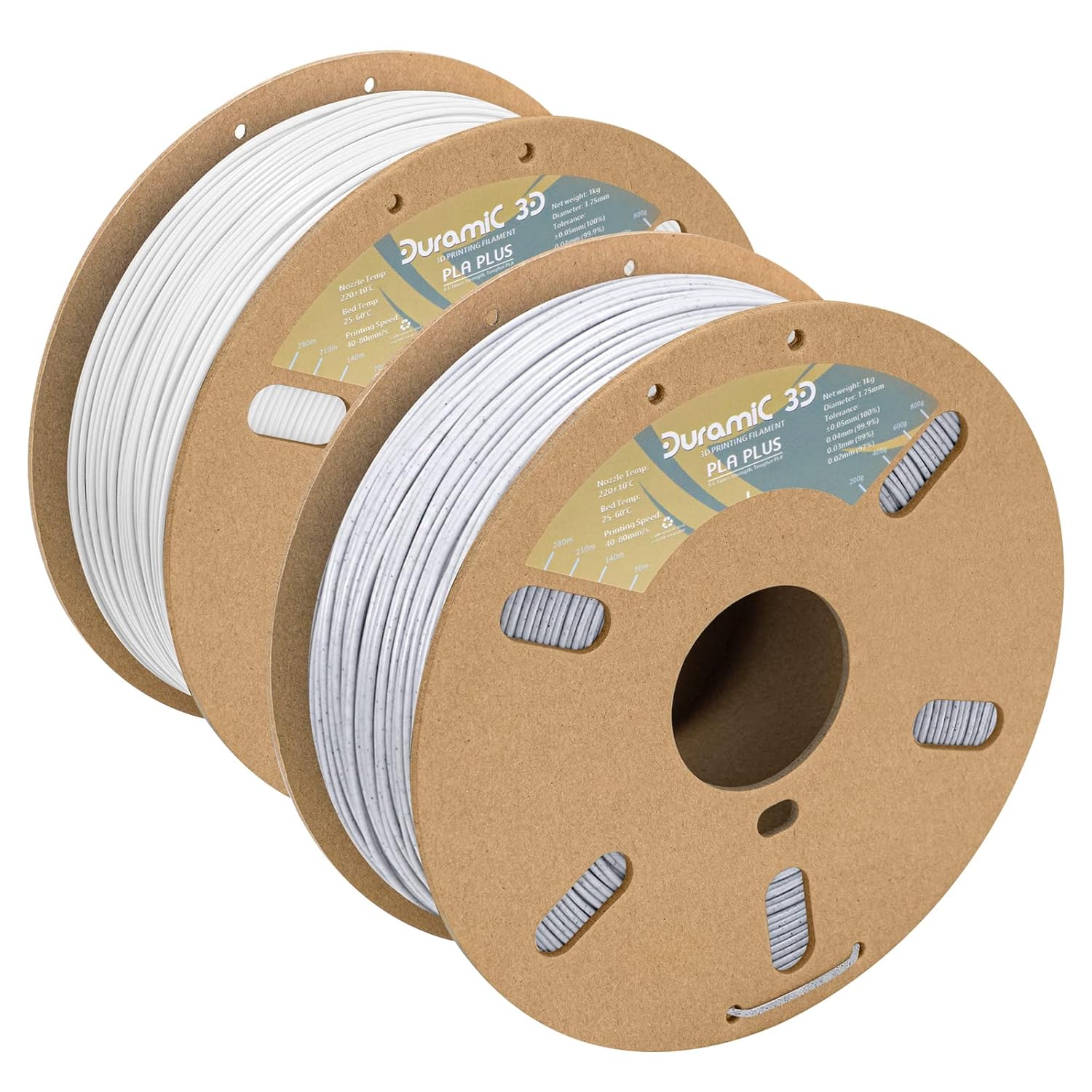 PLA Plus White and Marble Bundle, 3D Printer Filament Tough PLA Pro 8 Times Strength, Cardboard Spool 3D Printing Filament PLA + Dimensional Accuracy 99% +/- 0.03 mm