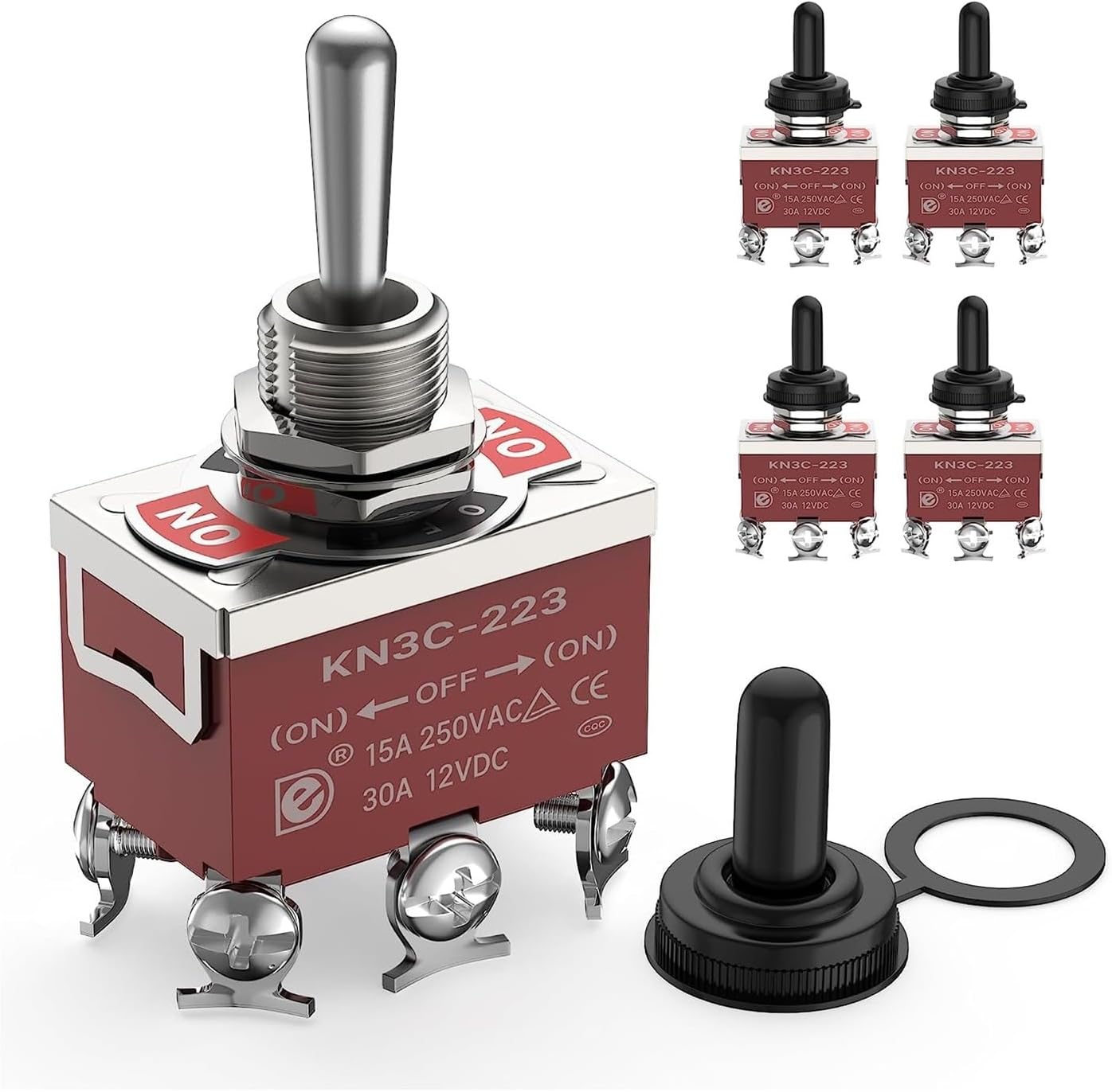 5PCS Momentary Toggle Switch 12V DC 3 Position 30A DPDT (ON)-Off-(ON) 6 Pin Car Toggle Switch With Cover Boot For Cars Boat Auto ZCKHNQOP