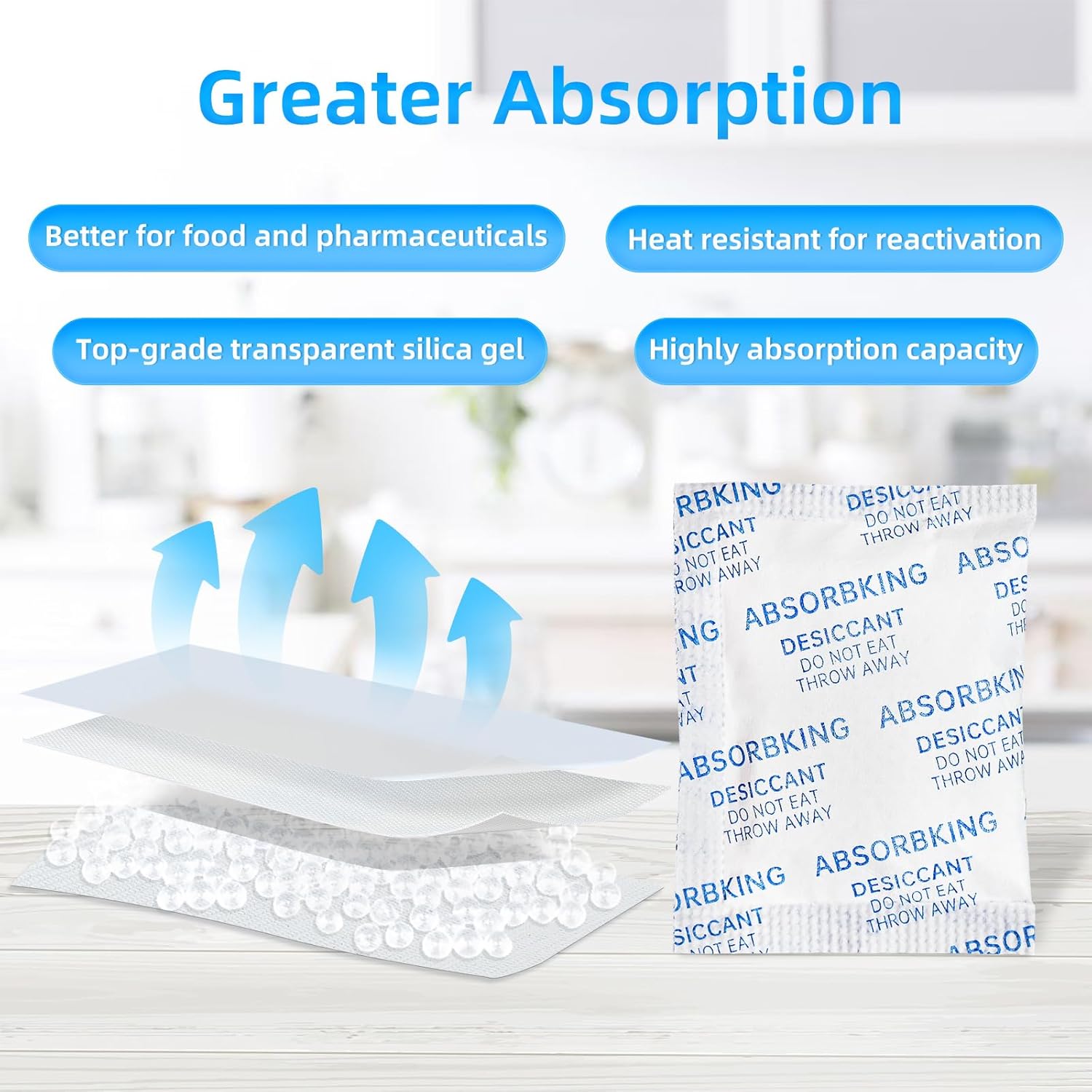 Absorbking Desiccant Packs – 5 Gram 220 Packs Moisture Absorbers, Food Grade Desiccant with Color Indicating, Premium Desiccant Packs for Storage, Great for Spices, Foods, Electronics, Jewelry