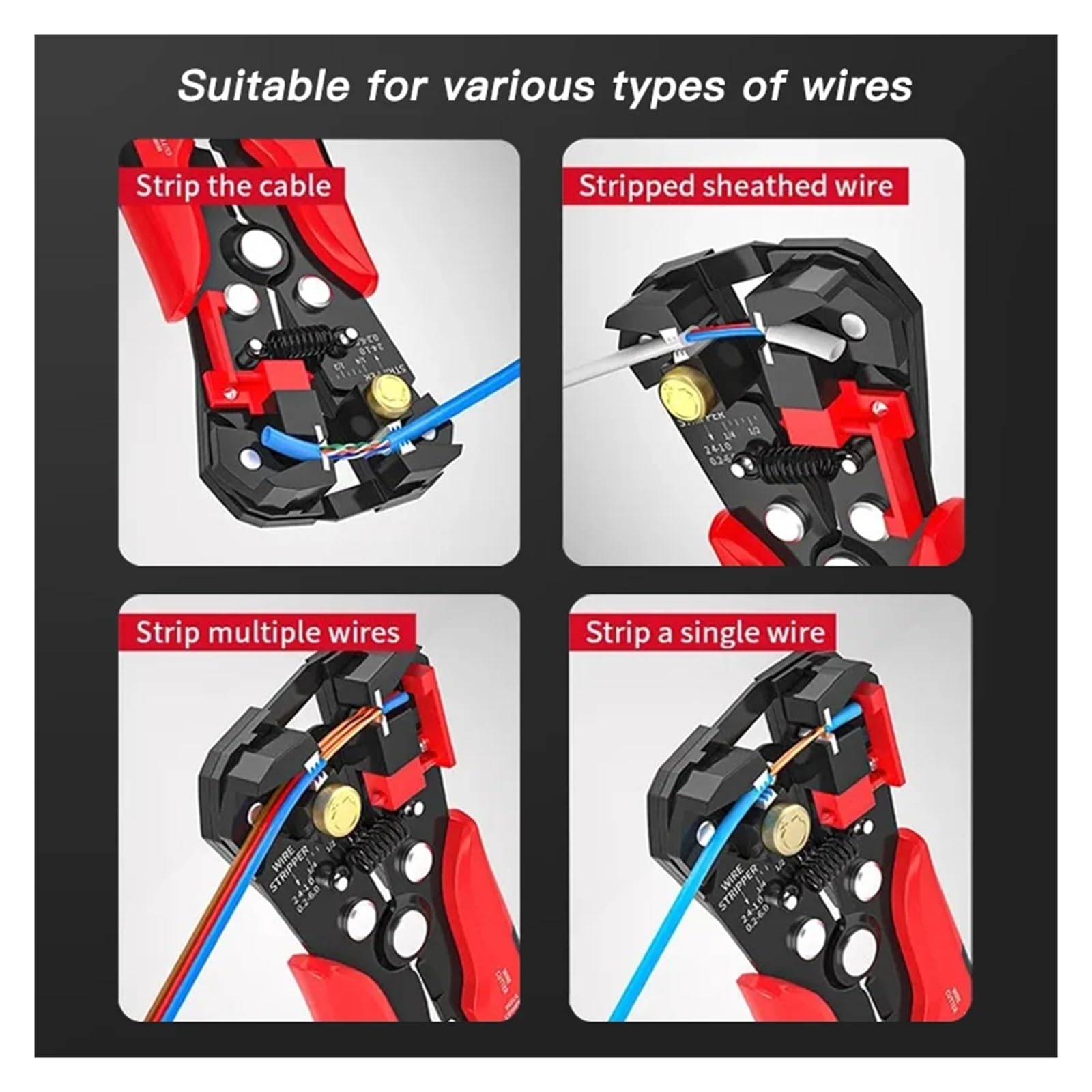 Pelacables Electricista Alicates multifuncionales for pelar Cables, Herramientas Pelacables de Electricista Profesional, Pelacables automático Ajustable para Cables Eléctricos