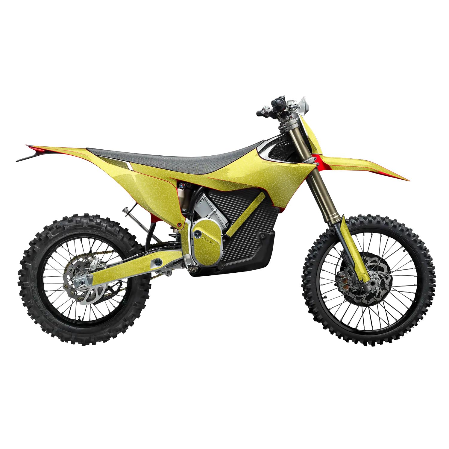 Glossy Glitter Stark Varg MX 2023-2025 Graphics Kit Wrap - Solid Yellow - Varg MX Skin - Premium 3M Vinyl Protective Wrap Decal Cover - Easy to Apply | Crafted in The USA by MightySkins