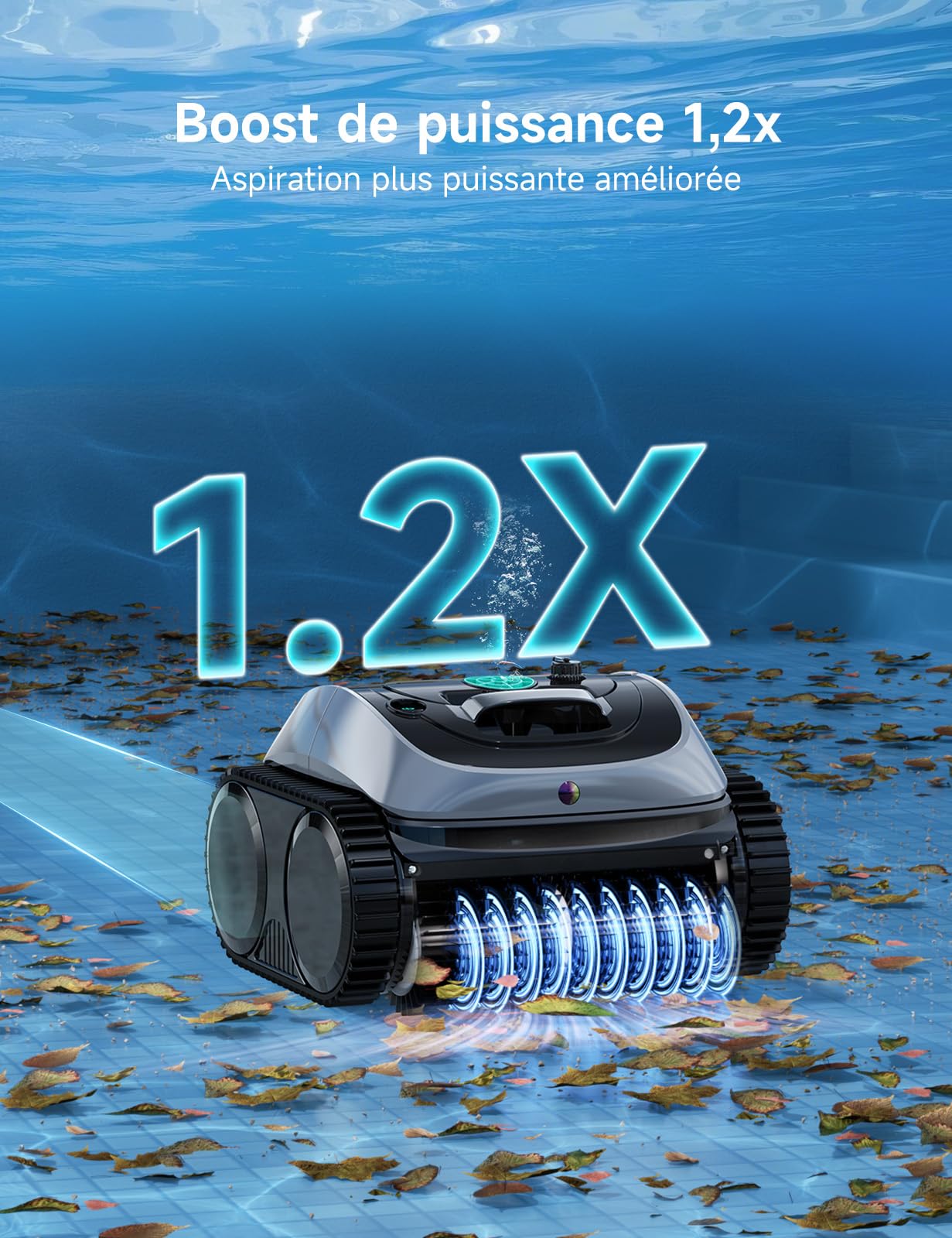 WYBOT C1-P robot piscine sans fil – Aspirateur 4-en-1 (robot piscine hors sol & enterrée) : robot piscine fond et parois, aspiration renforcée, 5 modes, navigation+APP, jusqu’à 155m² – Vert Acier Jade
