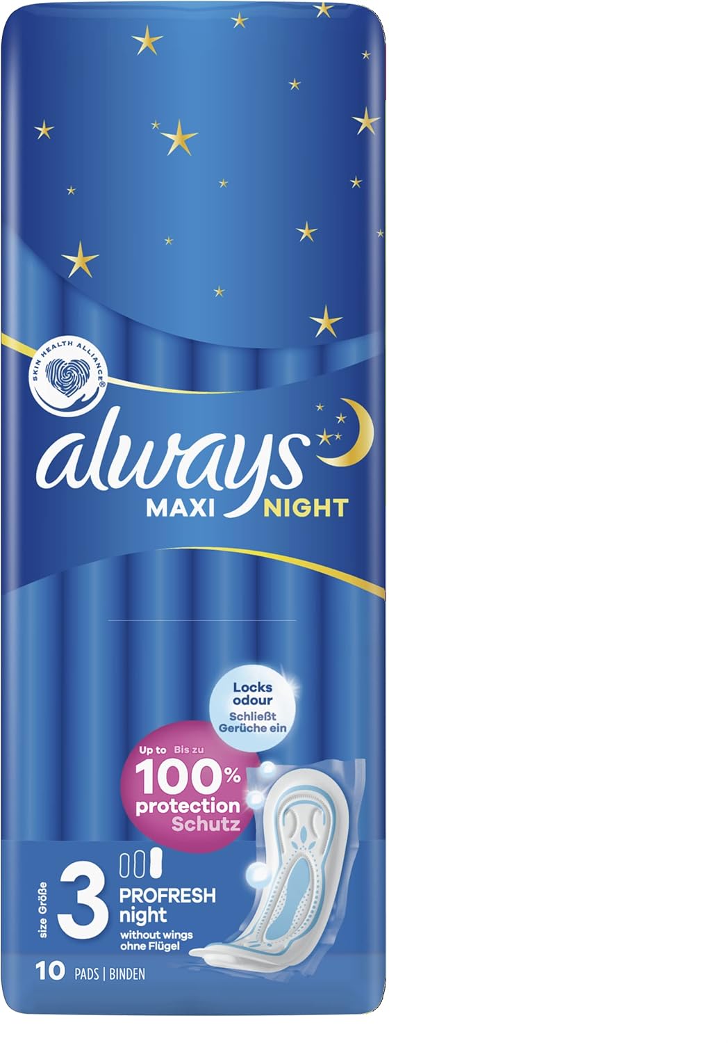 Always Maxi Profresh Night Sanitary Pads (Size 3) Pack of 10