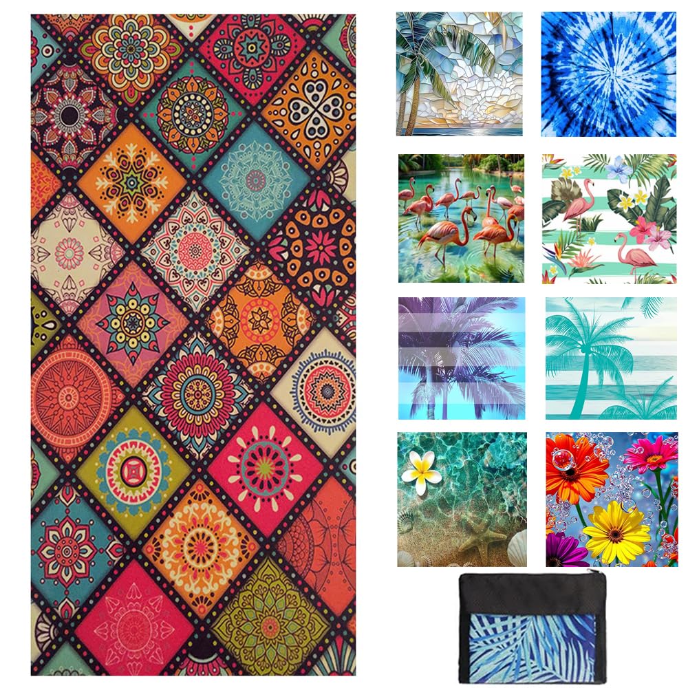 JAODFK Microfibre Beach Towel 71"X32" Quick Dry Lightweight Sand Free Extra Large Thin Towels Travel Essentials For Adults Womens Swim Bath Accessories Mats Holiday Must Haves Grid Pattern B