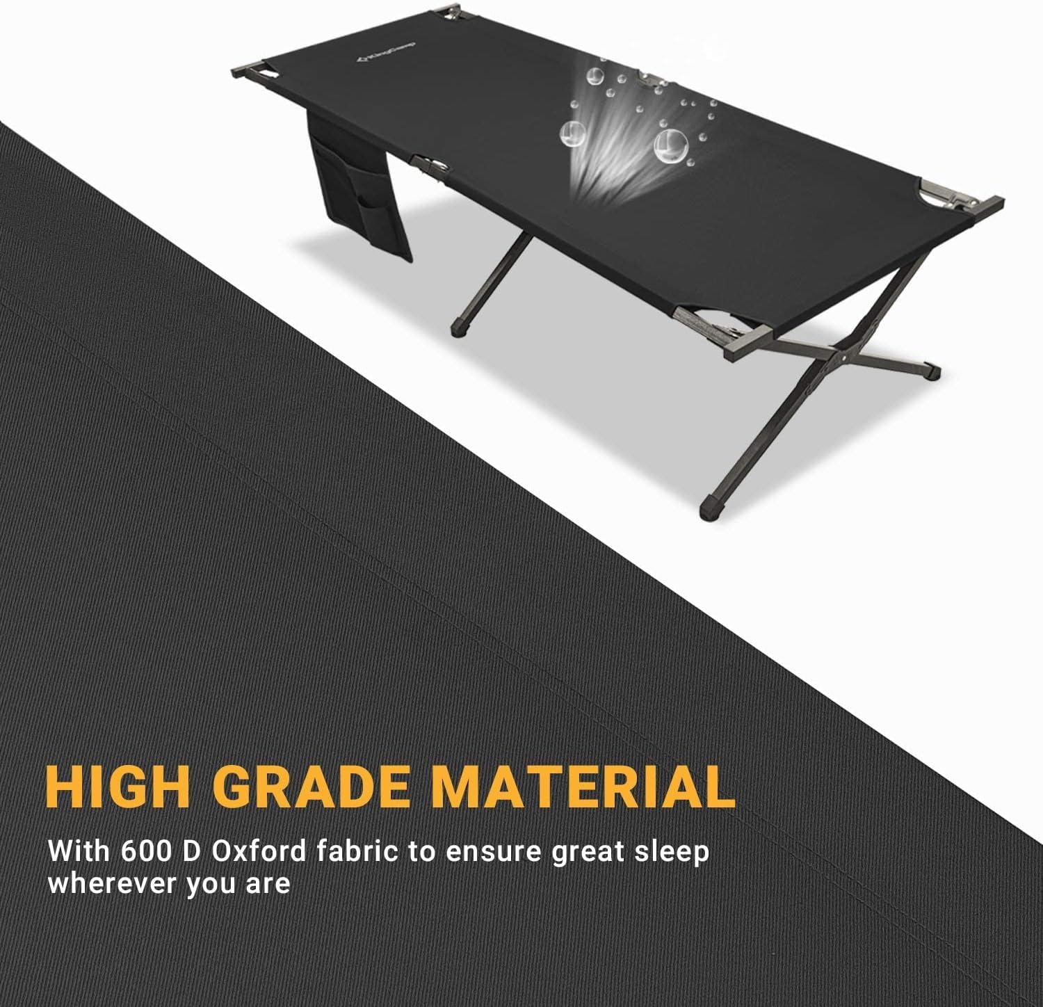 KingCamp Folding Camping Heavy Duty Portable Ultra Lightweight Indoor Outdoor, One Size, Black-cot