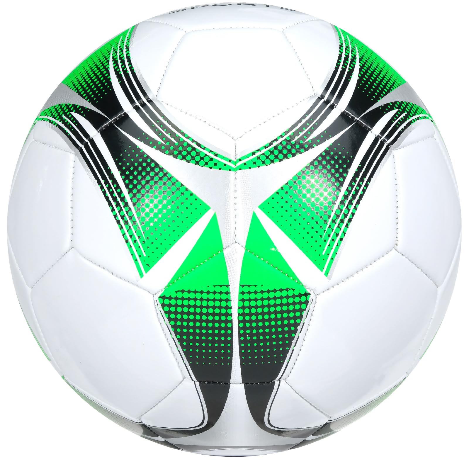Xcello Sports Balón de fútbol (negro/verde/plata, blanco/verde/plateado) con bomba, tamaño 3, 4 o 5 y 2, 6, 12 o 24 paquetes