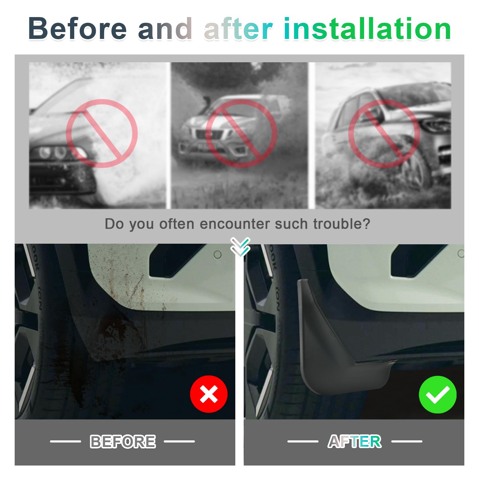 GAFAT Compatibile con parafanghi Kia EV3 2025-2026, GT Line e parafanghi terra, plastica ABS senza foratura (confezione da 4)