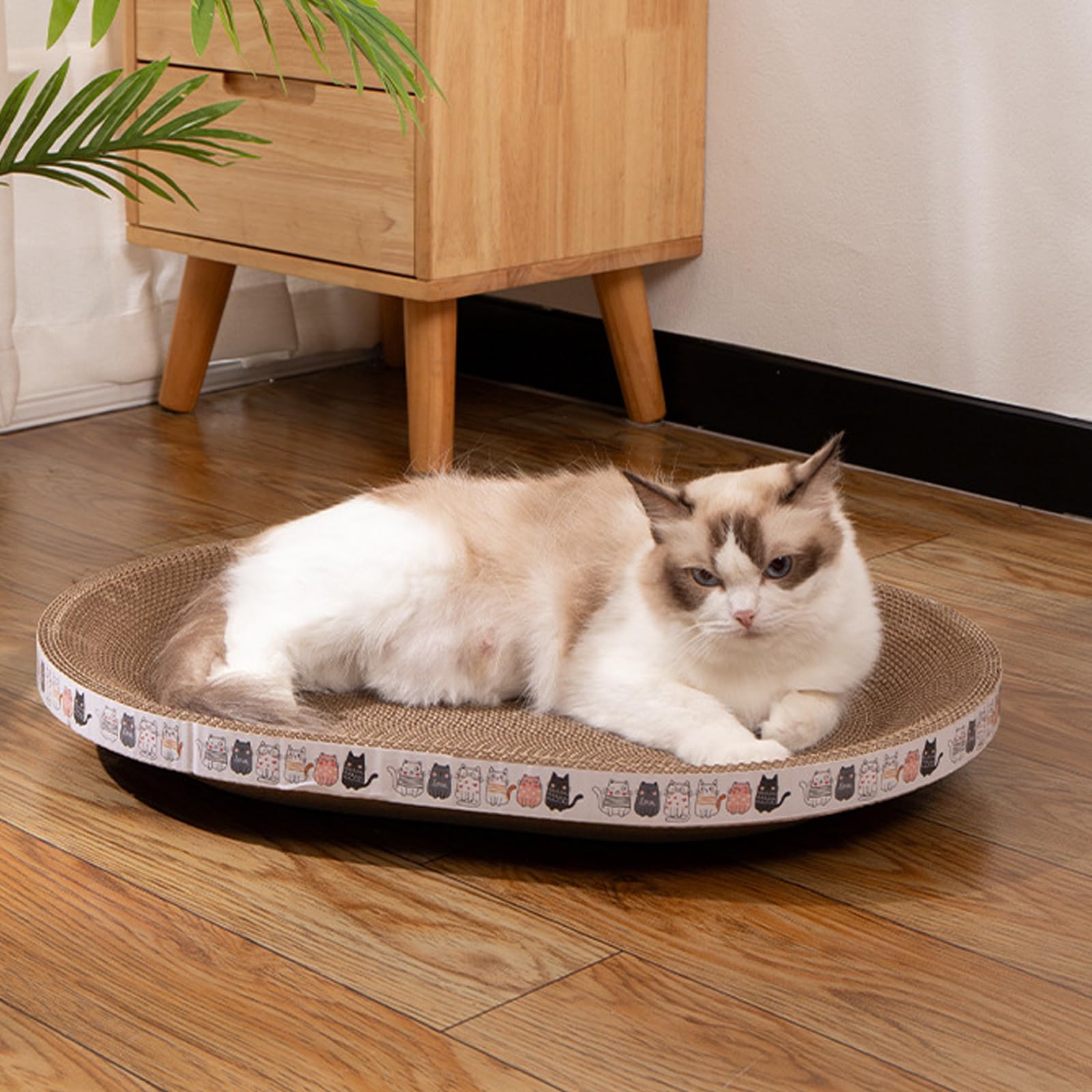 2-in-1 Katzenkratzbrett Oval Mit Sisal & Lounge-Schale – Schützt Möbel, Zum Kratzen, Schlafen & Ausruhen