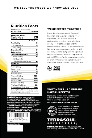 Terrasoul Superfoods Premium Nutritional Yeast Flakes, 2 Lbs (Pack of 2), Fortified, Savory Superfood for Vegan Cheese, Seasoning, and Plant-Based Protein Boost