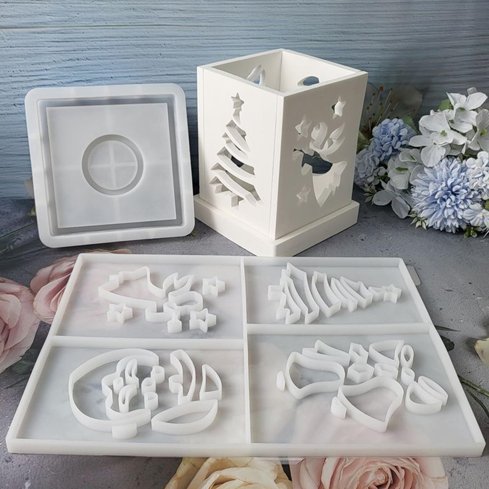 Moule en silicone multi-usages en forme de maison - Moules en silicone pour décoration en plâtre - Moule détaillé 3D pour maison de Noël - Moule de décoration de mariage