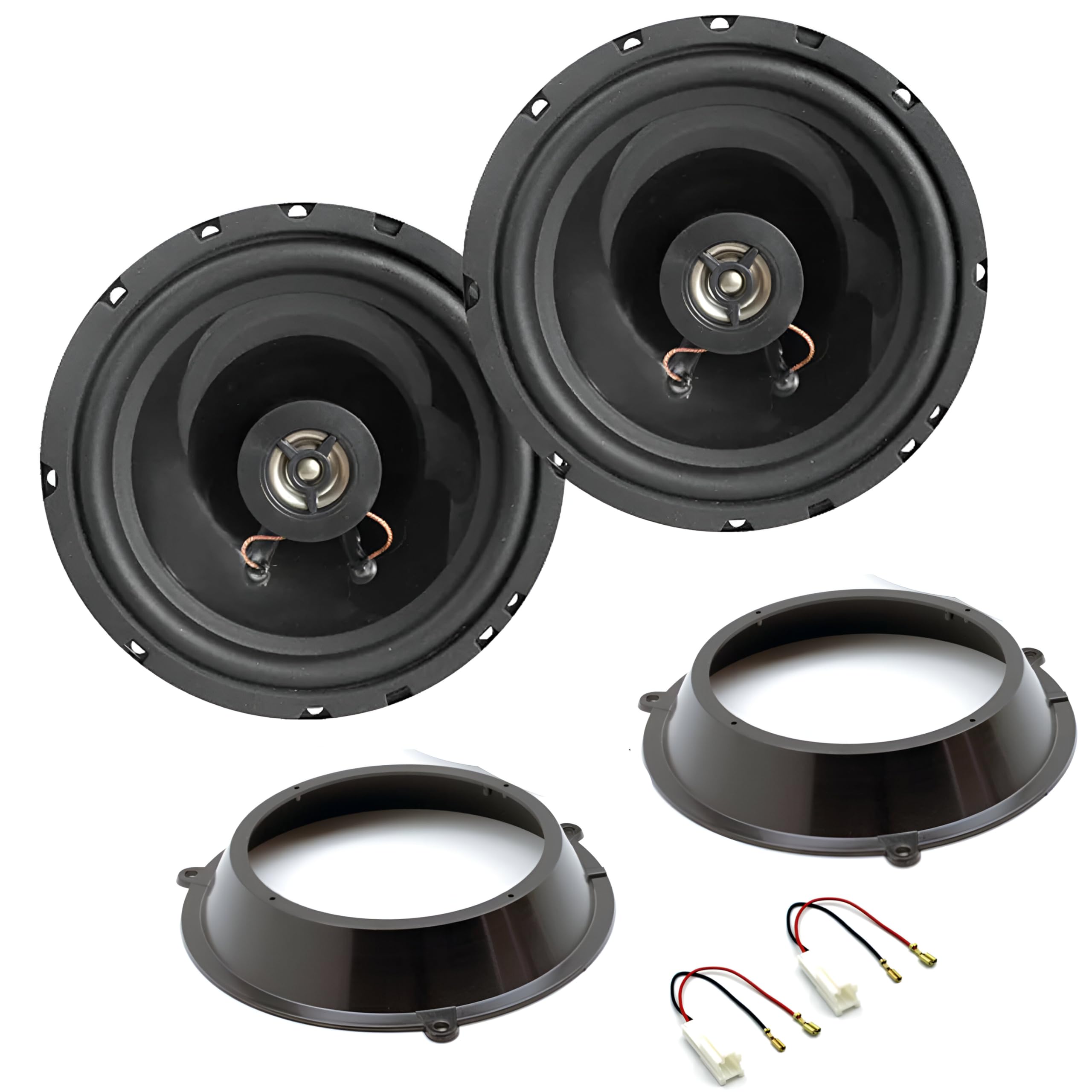 Sound Way Kit Altoparlanti 2 Vie Coassiali 16,5 cm (120 W Max / 60 W RMS) con Adattatori e Cavi Connettori – Compatibile con FIAT Panda 169 (2002 – 2012) – Solo per Portiere Anteriori