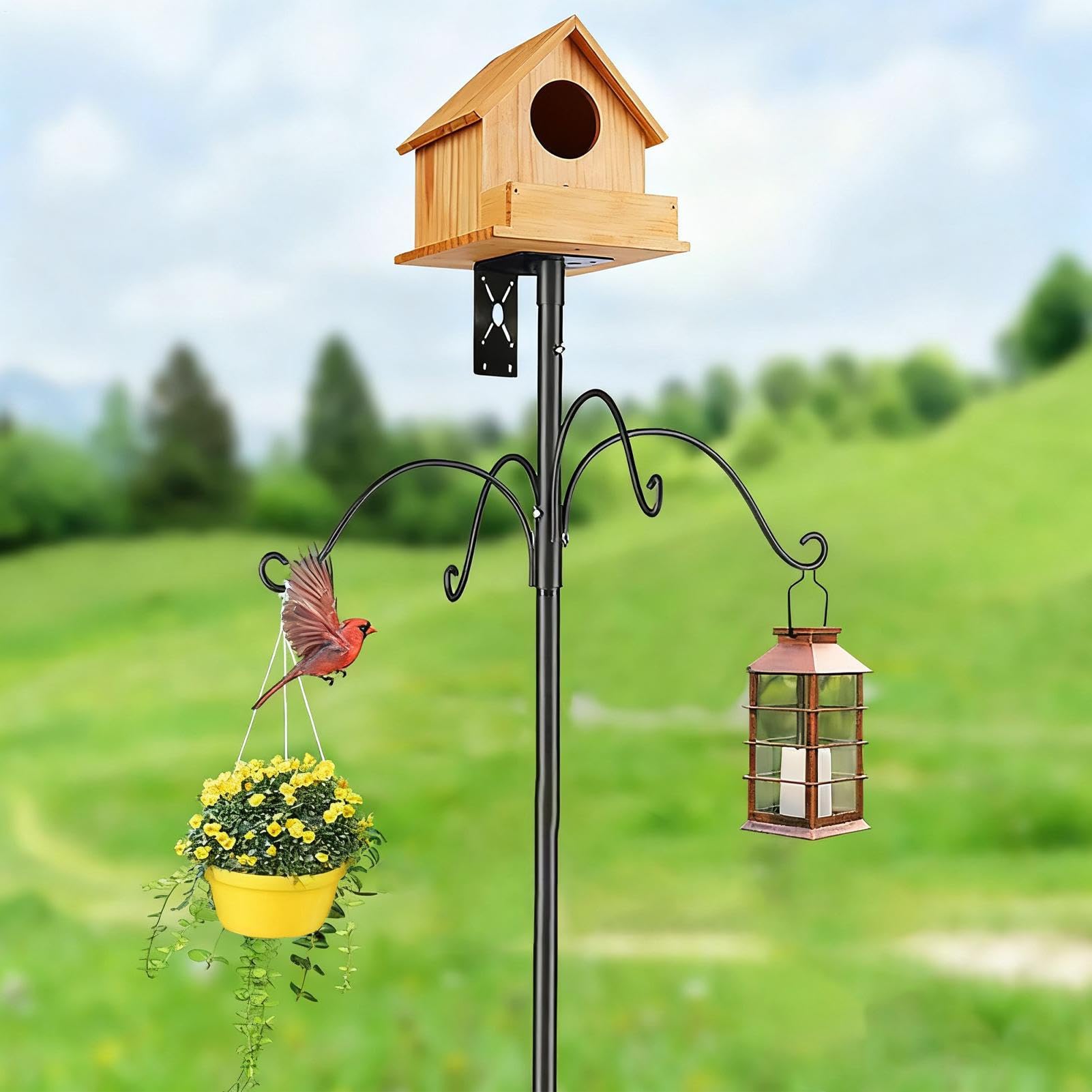 regolabile per casetta per uccelli, kit di montaggio in acciaio da 190 cm, design resistente agli scoiattoli, soluzione di alimentazione adattabile, soluzione stabile per appendere prato