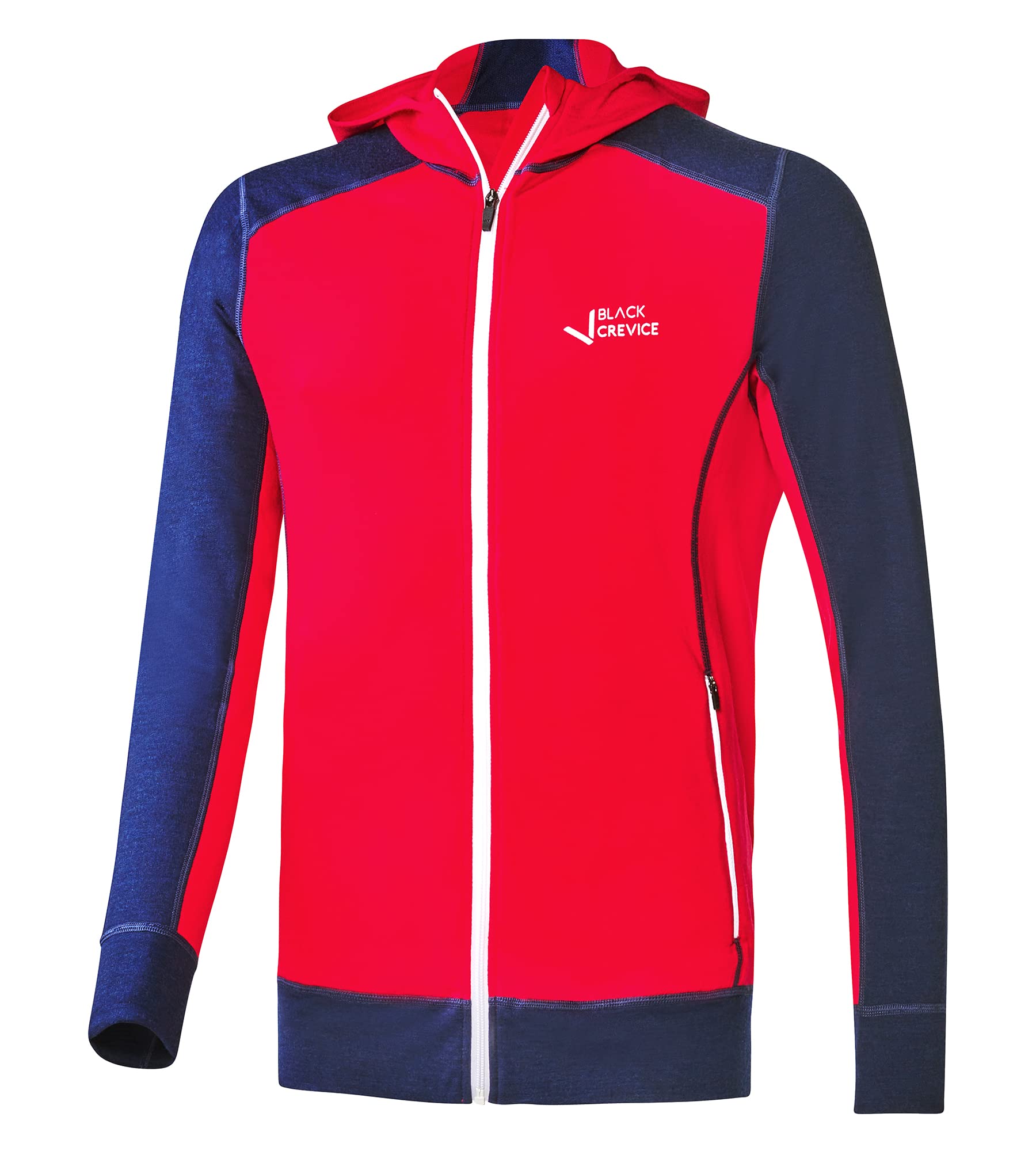 Black Crevice Men's Merino Hooded Jacket, Steel Blue/Ski Patrol, XXL