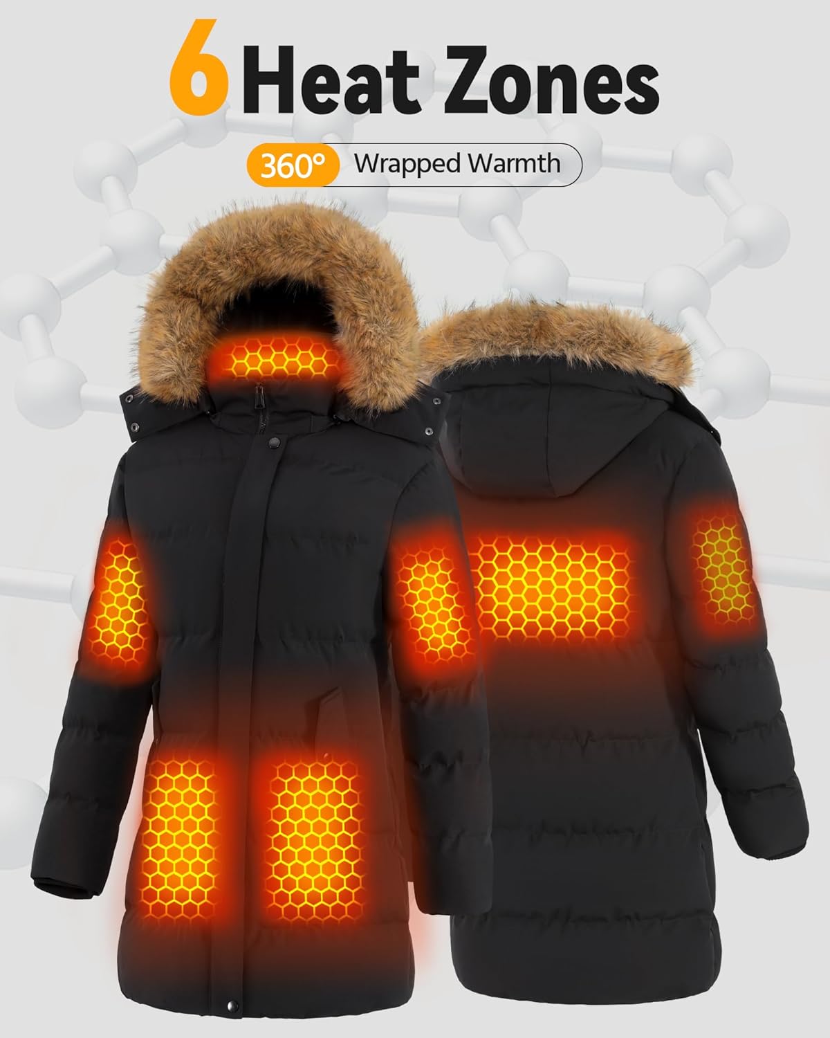 Genovega Graphene Women Heated Jacket 12V Fast Charge 18400mAh Large Capacity - Image 4
