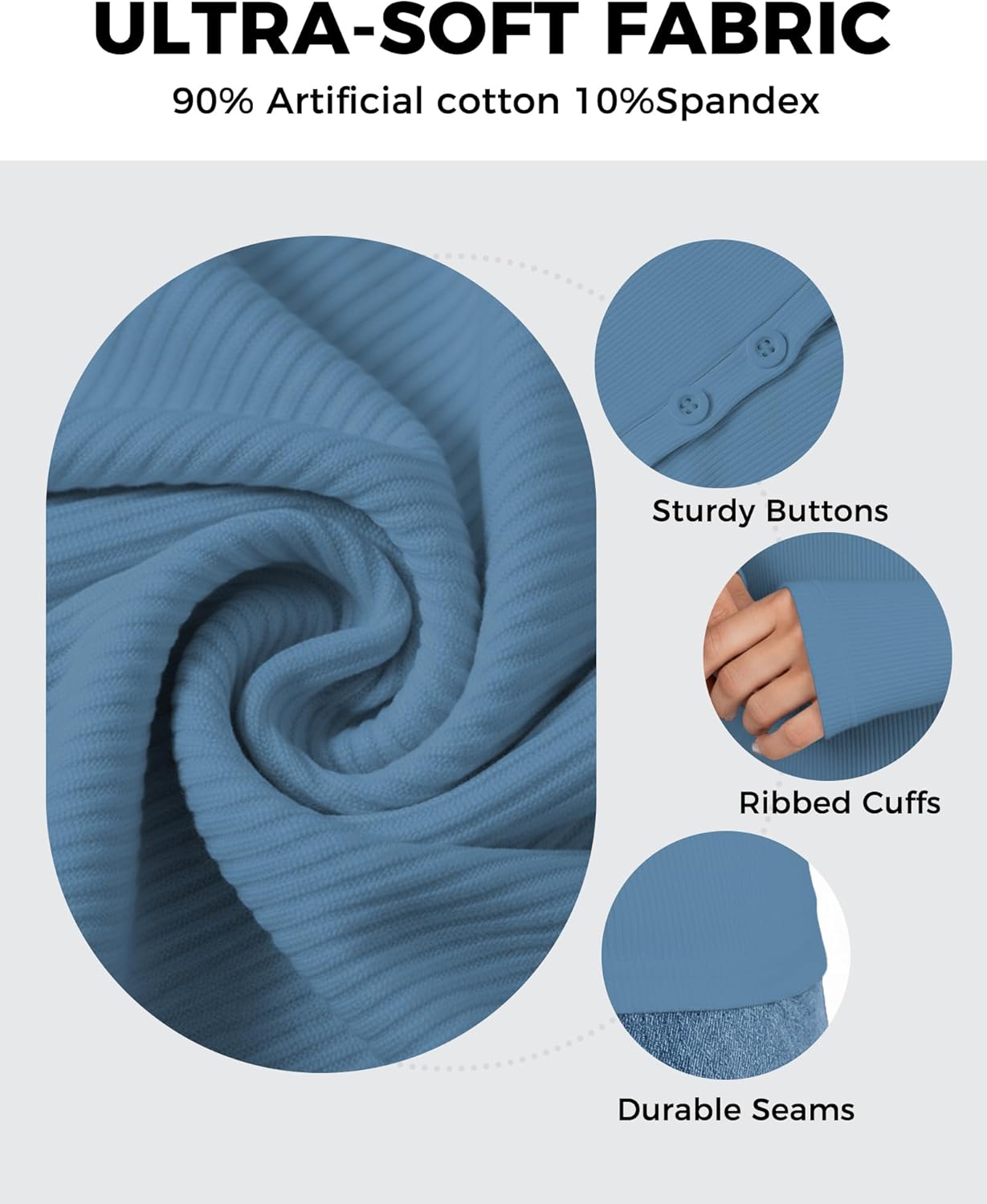 YOGINGO 2026 Women's Henley Long Sleeve Shirts - V-Neck Button Front Ribbed Knit Tops, Soft Stretchy Casual Work Blouses - Image 4