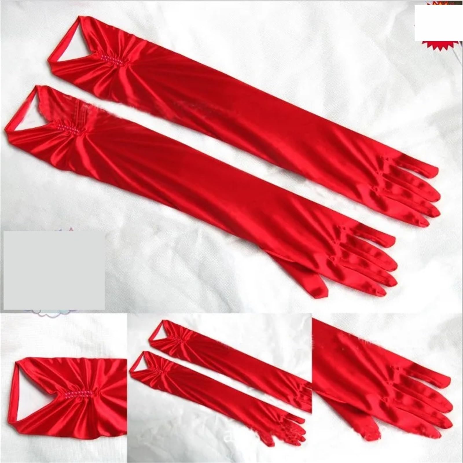 2 Paar lange Satin-Handschuhe Für Hochzeiten Und Bankette