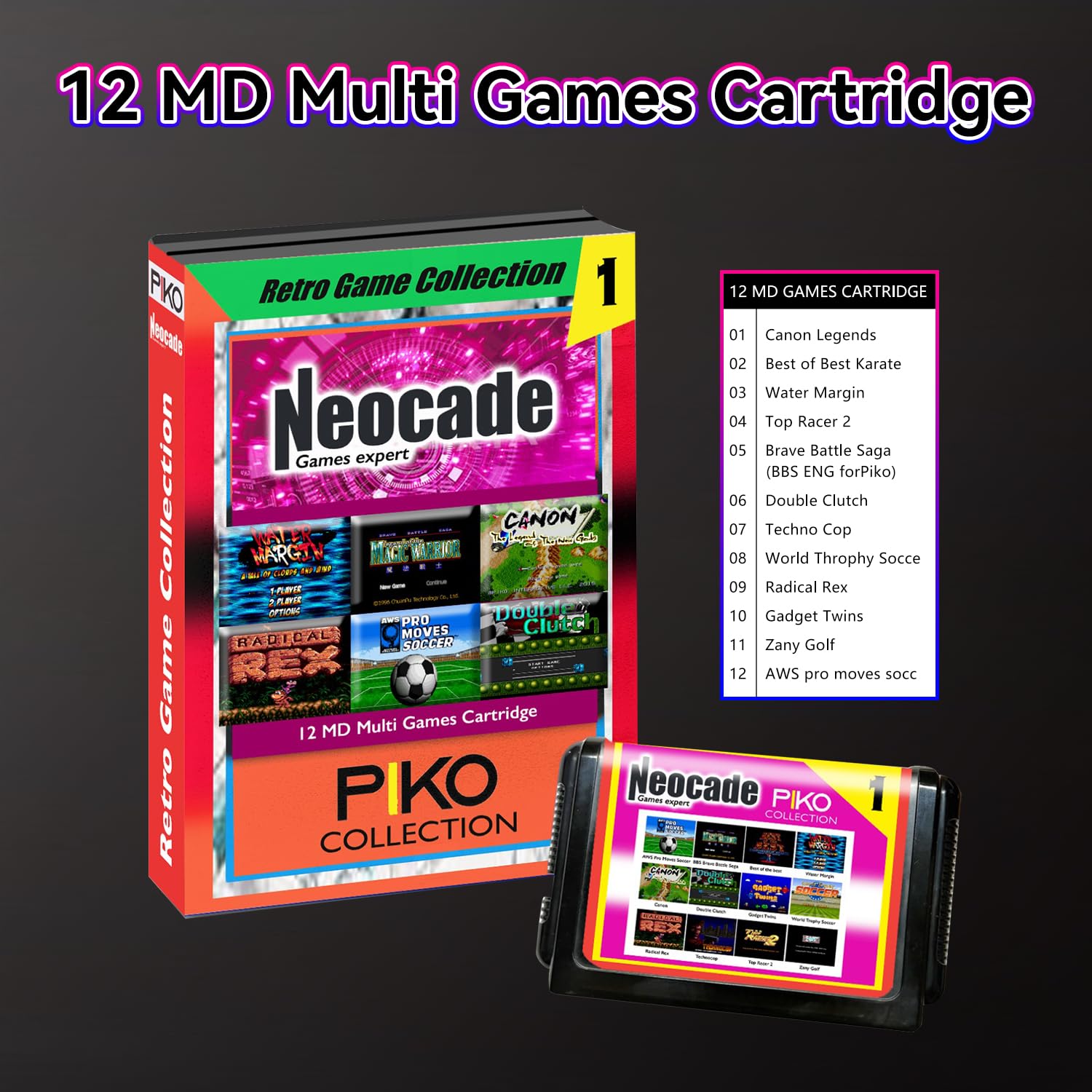 GMDKS286○ AD CORE / エーディコア NEO CLASSICO Amazon.com: Retro Game Console 12 MD Games Cartridge Portable 18