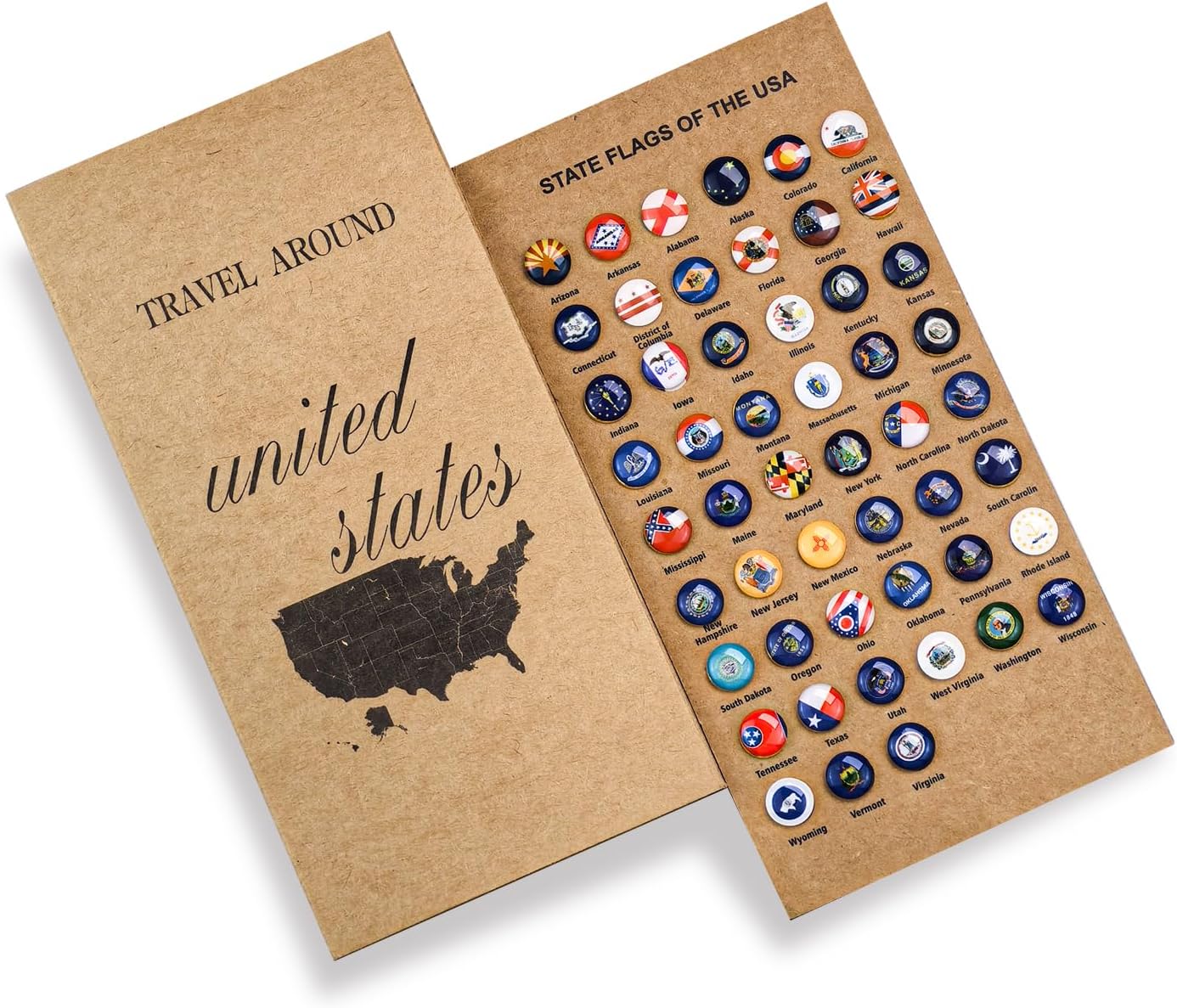 Amazon.com: FHUIEWRY 51 Pcs States Flags Push Pins with Cork Board, USA ...