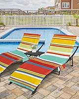 Vista 5 de Coloridas fundas verticales para silla de playa con bolsillos, funda de microfibra de secado rápido, fundas de silla de piscina naranja, toalla