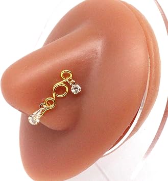 YUANDAN Nose Cuffs Fake Nose Ring Brass Thread Bead Dangle Copper Clip On Nose Ring Non Piercing Body Jewelry for Women 2