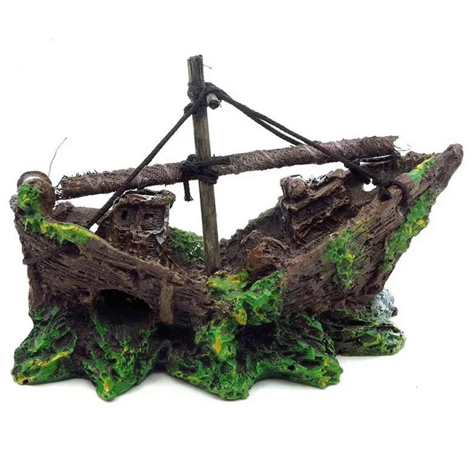 Akwarium dekoracyjne góry, Żywiczna ozdoba do akwarium Zatopiony statek Dekoracja akwarium 13x5x10cm