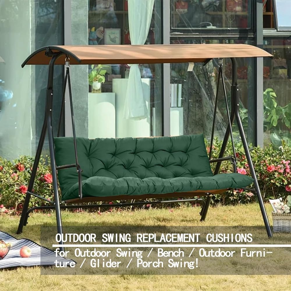 Cuscini per Dondolo da Esterno 3 Posti Impermeabili, Cuscino per Dondolo da Veranda con Fasce Sostituibili, Cuscini per Panca per Mobili da Giardino con Schienale per Prato e Giardino (Colore
