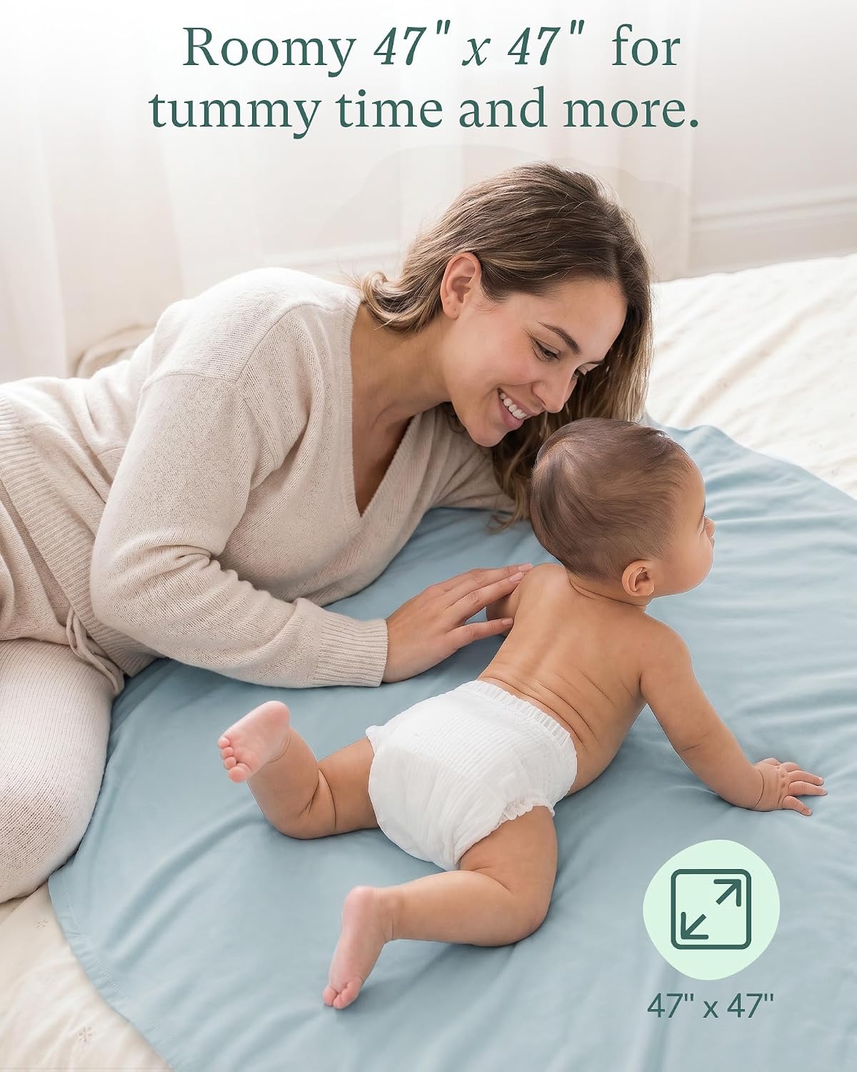 PurComfy Supersoft Swaddle Blanket, Premium Bamboo Viscose Baby swaddling Blankets for Newborns, Lightweight & Breathable Swaddle Blankets for Boys and Girls, 47” x 47”, Neutral Baby Essentials