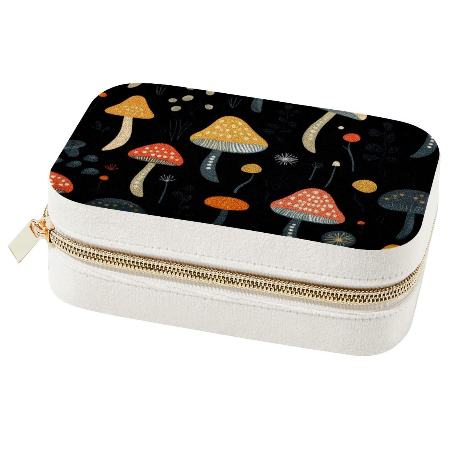 Boîte à bijoux motif champignon noir à offrir comme cadeau pour femmes et filles