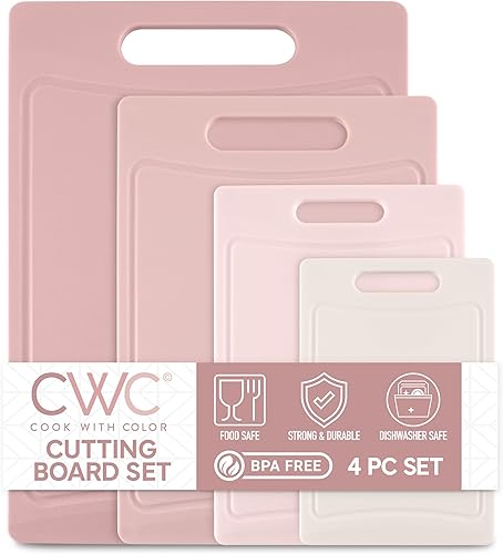 Vista 48 de COOK WITH COLOR Juego de tablas de cortar antideslizantes, esenciales de cocina con mango de fácil agarre para carne, verduras y frutas, 3 tablas