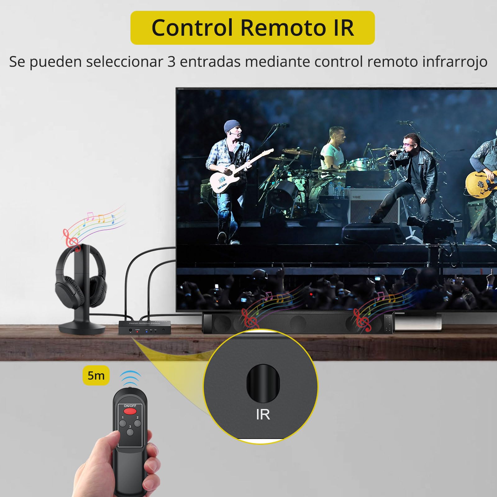 PROZOR Divisor Óptico 3 Entradas 2 Salidas SPDIF Toslink, Conmutador Splitter con Control Remoto IR Divisor de Audio Aleación de Aluminio Compatible con LPCM2.0 DTS Dolby-AC3 para Soundbar Blu-Ray PS4
