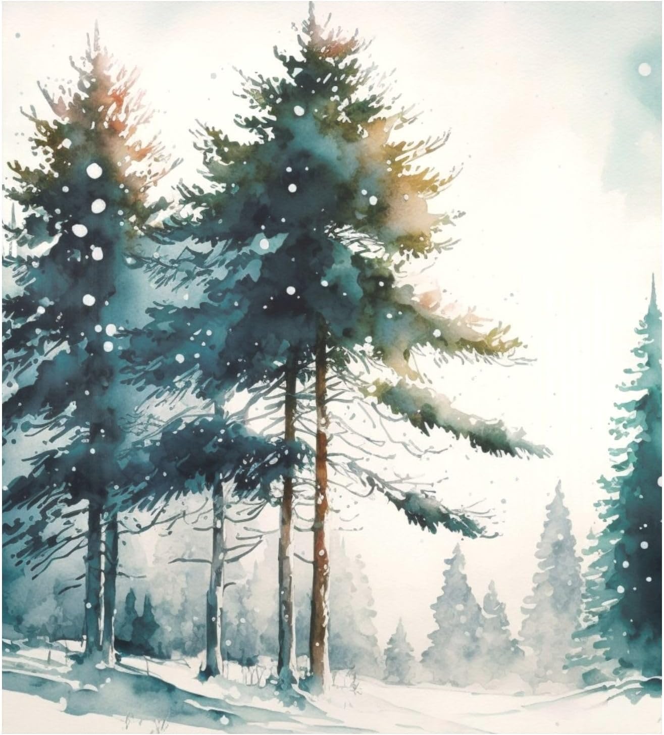 Vnurnrn Dishwasher Magnet Cover Watercolor Winter Forest Print, Dish Washer Cover for Kitchen Decor, Easily Trimmable Dishwasher Sticker Refrigerator Magnetic Cover 23×26 in