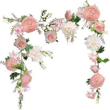 Rose Flower Vine, Peony Garland, Flowers for Backdrop Decoration, 6 Length, Floral Garland for Wedding Decor Home Table Runner Mantle Decoration