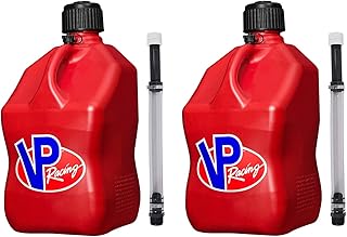 VP Racing Fuels Motorsport 5 Gallon Plastic Utility Jug Red w/ Deluxe 14 Inch Hose Kit (2 Pack) Fits Most Automotive Gas T...