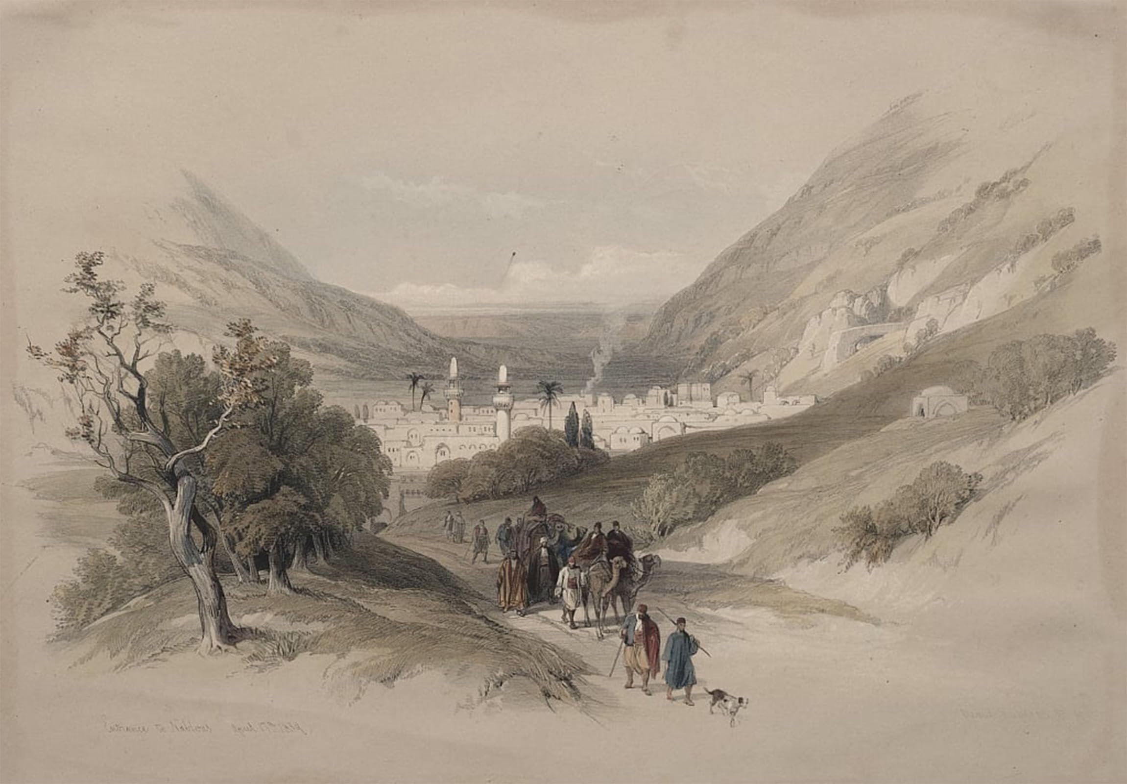 POSTERIIk Famous Modern Artwork Art Mural Entrance to Nablus by David Roberts Oil Paintings Pictures for Home Decor 60x90cm