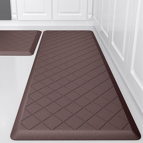 WEZVIX Tapete de cocina acolchado 2 piezas, alfombras de cocina antifatiga, alfombras de cocina resistentes y antideslizantes, tapete ergonómico de