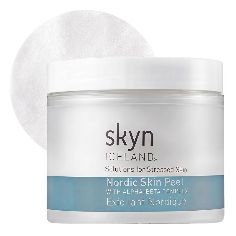 skyn ICELAND Nordic Skin Pads Esfoliantes para o Rosto com AHA e BHA Natural, 60 unidades