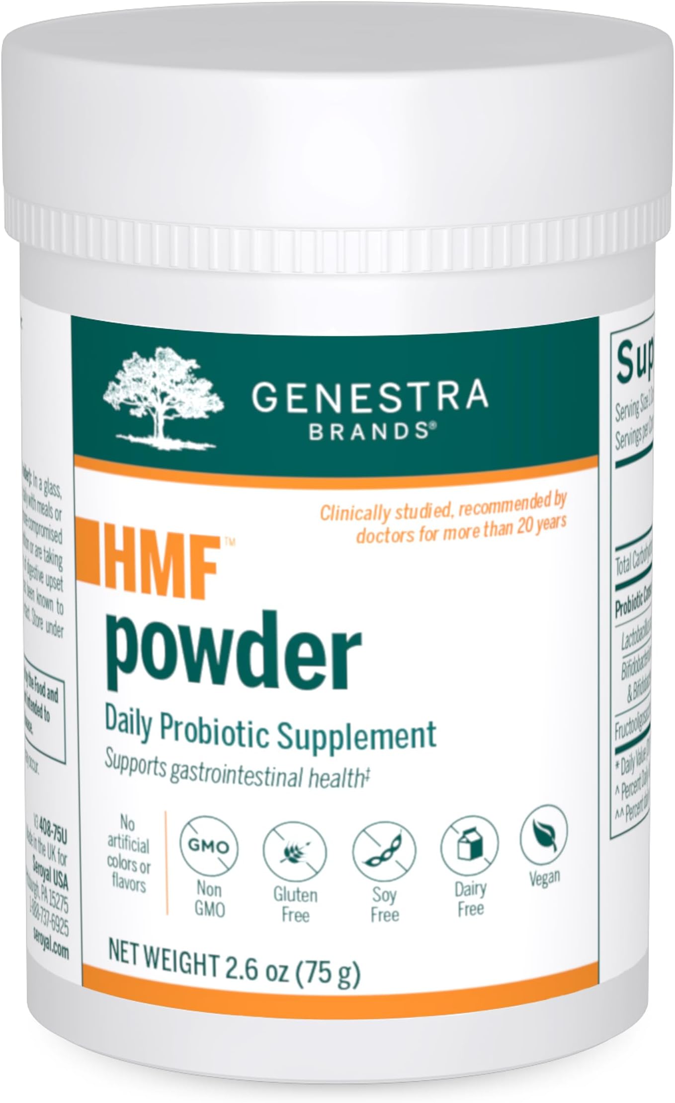 Genestra Brands HMF Powder | Four Strains of Probiotics to Promote GI Health | 2.6 Ounces